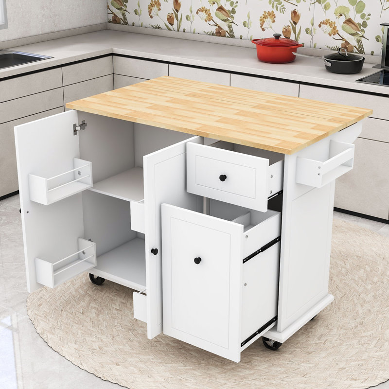 Red Barrel Studio® Mintaras Kitchen Island with Drop Leaf, Rolling